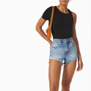 Good American Asymmetrical Open Back T-shirt in Recycled Cotton NWT